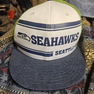 Seattle Seahawks Flat Brim Fitted Trucker Hat
